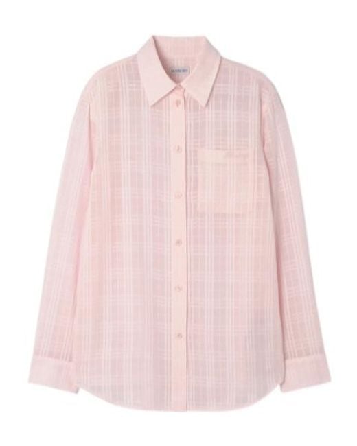 Burberry Pink Classic Fit Check Shirt