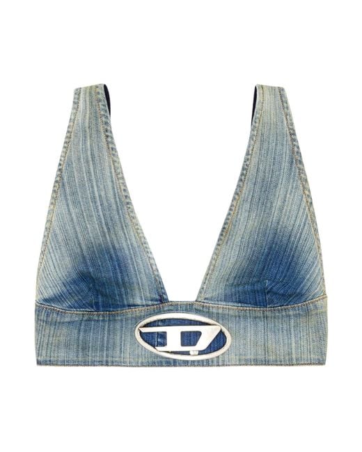 DIESEL Blue De-Elly-S Denim Crop Top