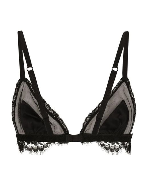 Dolce & Gabbana Black Lace-Detailed Triangle Cup Bra