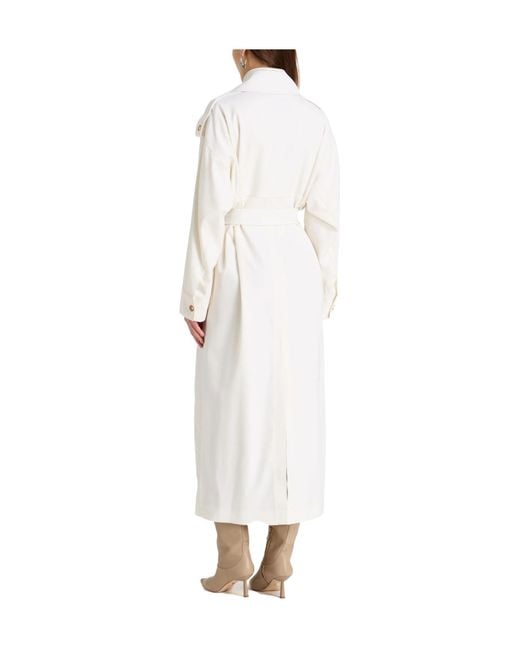 Max Mara White Double Breasted Pea Coat
