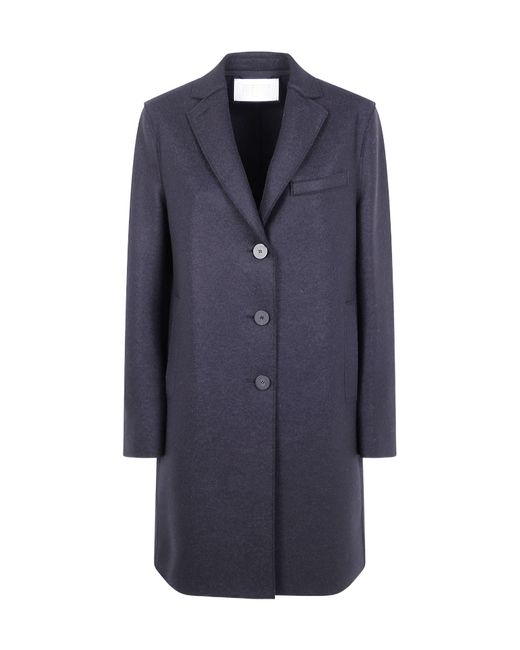 Harris Wharf London Blue Button-Fastening Wool Coat
