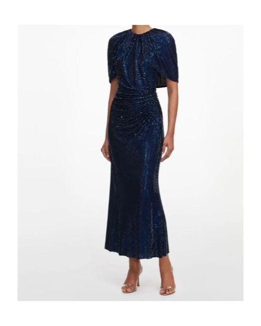 Self-Portrait Blue Cape-Sleeve Midi Dress