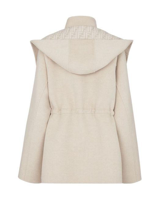 Fendi Natural Ff Motif Hooded Jacket