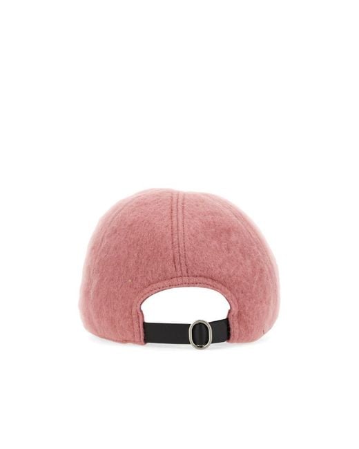 Jil Sander Pink Logo Embroidered Baseball Cap