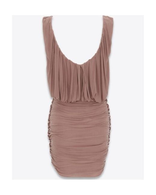Saint Laurent Purple Draped Sleeveless Dress