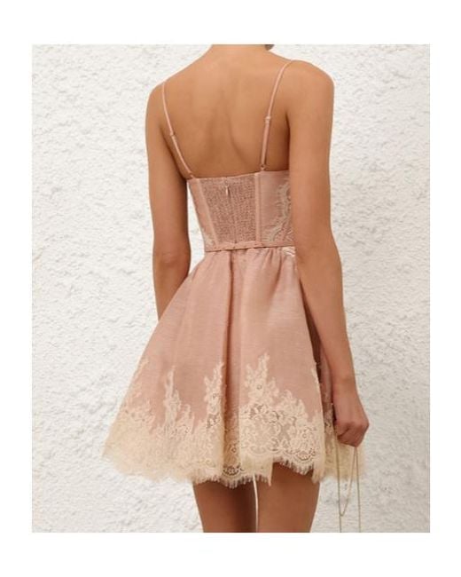 Zimmermann Pink Valiant Lace Trim Mini Dress