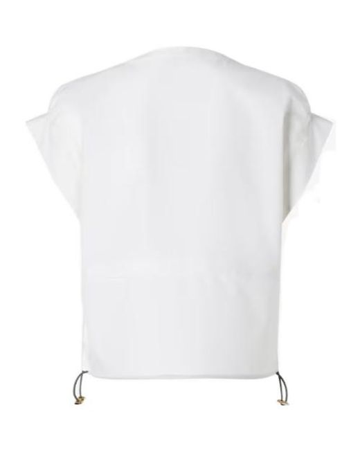 Fendi White Drawstring-Hem Blouse