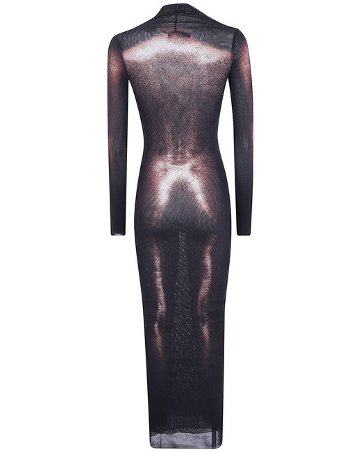 Jean Paul Gaultier Blue Body-Print Long Dress