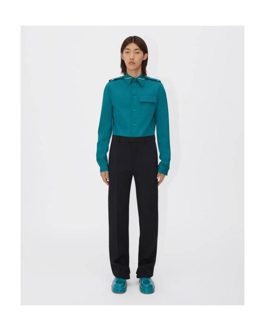 Bottega Veneta Blue Buttoned Wool-Blend Shirt for men