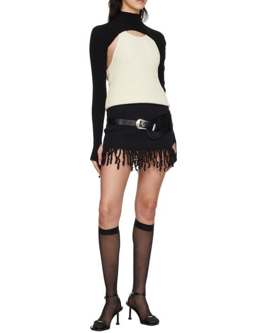 Dion Lee Black Wave Crochet Mini Skirt