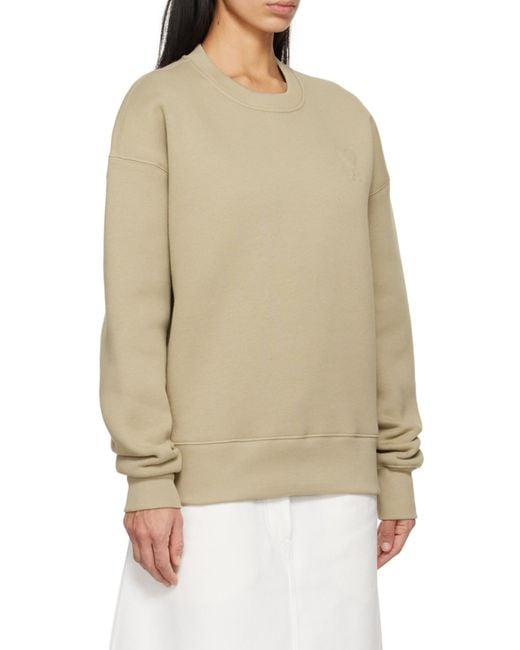 AMI Natural Ami De Coeur Logo Embossed Crewneck Sweatshirt for men
