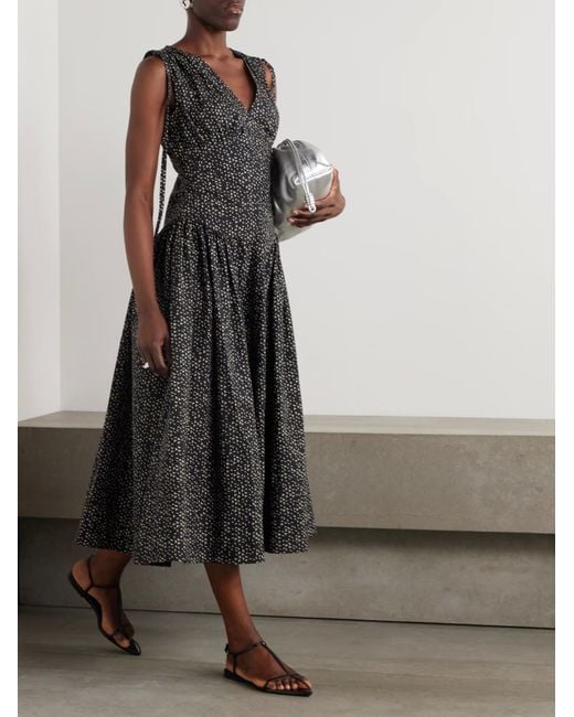 Proenza Schouler Black Clayton Pleated Print Midi Dress