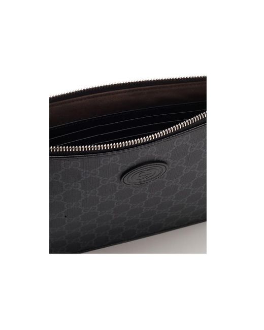 Gucci Black Gg Zipped Clutch Bag for men