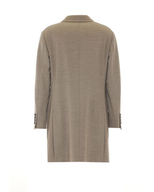 Brunello Cucinelli Natural Single Breasted Button-Up Coat for men