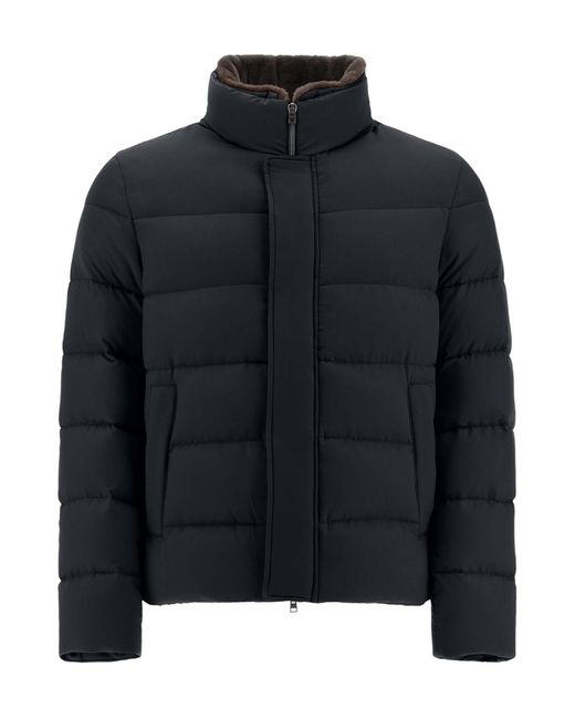 Herno Blue High-Neck Padded Coat for men