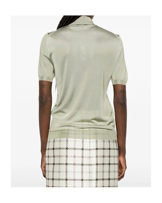 Fendi White Logo Embroidered Knitted Polo Top