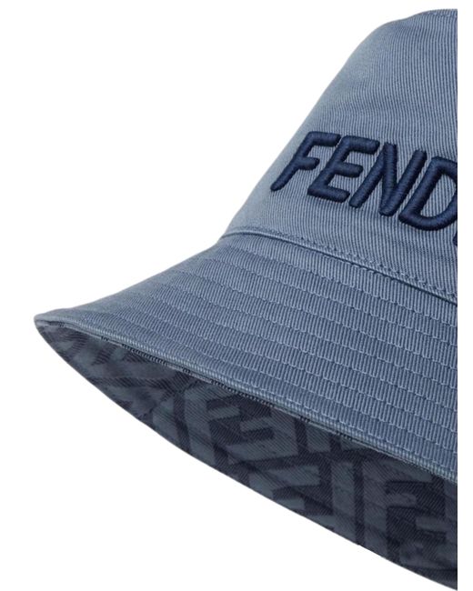 Fendi Blue Logo-Embroidered Bucket Hat