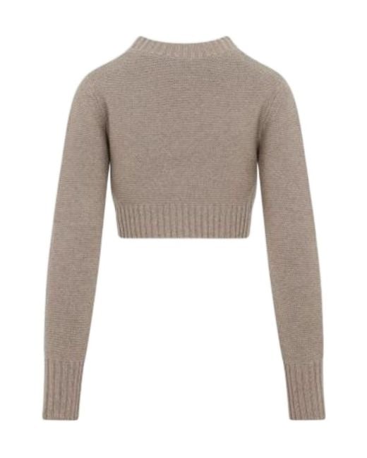Max Mara Gray Crewneck Long-Sleeved Cropped Jumper