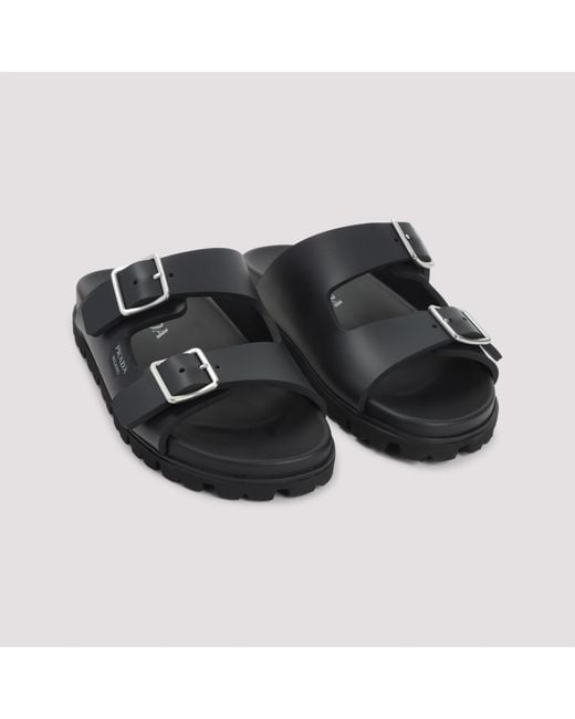 Prada Black Rubber Slides