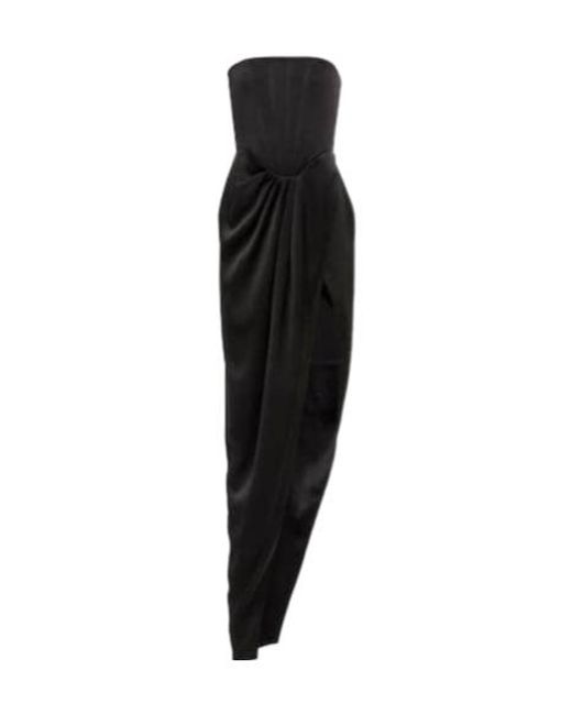 Alex Perry Black Ledger Strapless Satin Gown