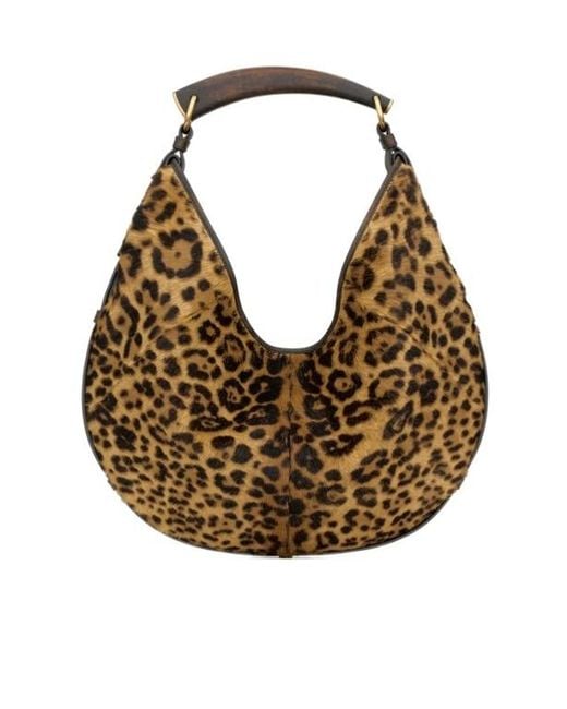 Saint Laurent Brown Mombasa Leopard Printed Medium Tote Bag