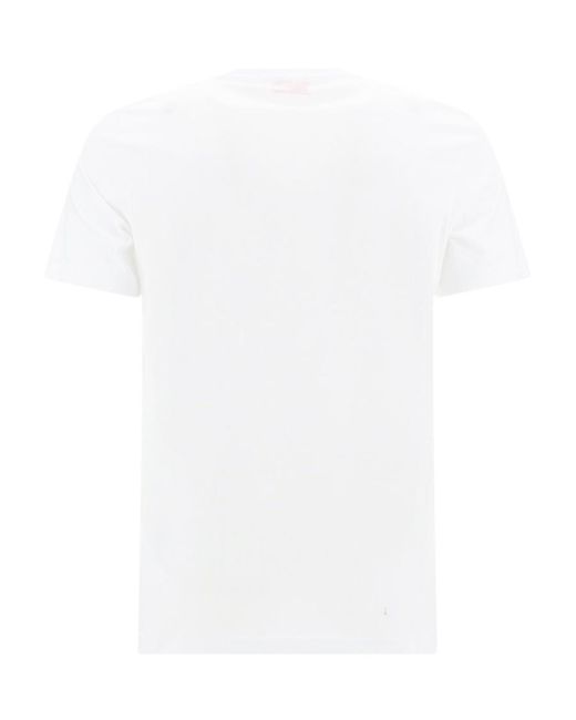 DIESEL White Logo Detailed Crewneck T-Shirt for men