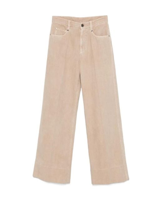 Brunello Cucinelli Natural Wide Leg Pants