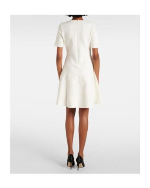 Oscar de la Renta White Bridal Floral Jacquard Minidress
