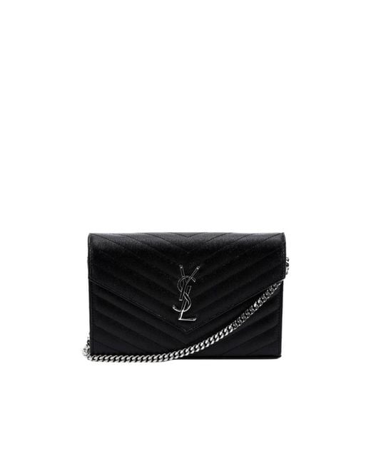 Saint Laurent Black Classic Cassandre Chain Wallet