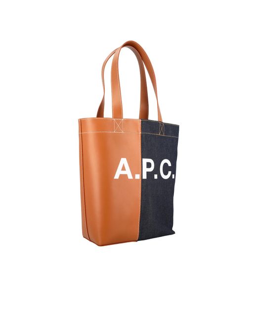 A.P.C. Blue Logo Printed Panelled Shoulder Bag