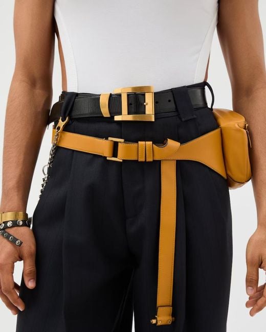 Versace Black Square-Buckle Belt for men