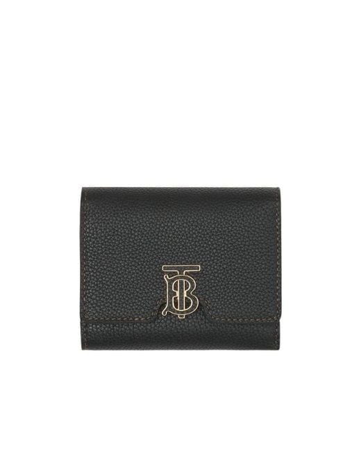Burberry Black Logo Plaque Trifold Wallet
