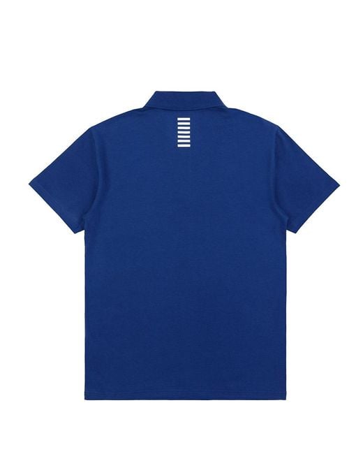 EA7 Blue Logo Printed Polo Shirt for men