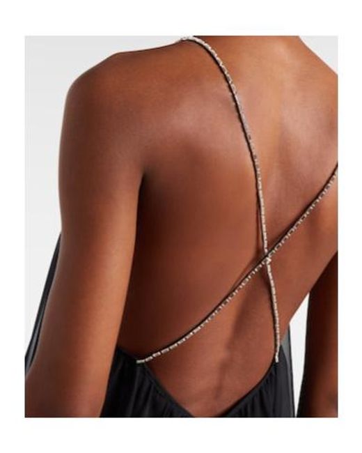 David Koma Black Embellished Chiffon Gown