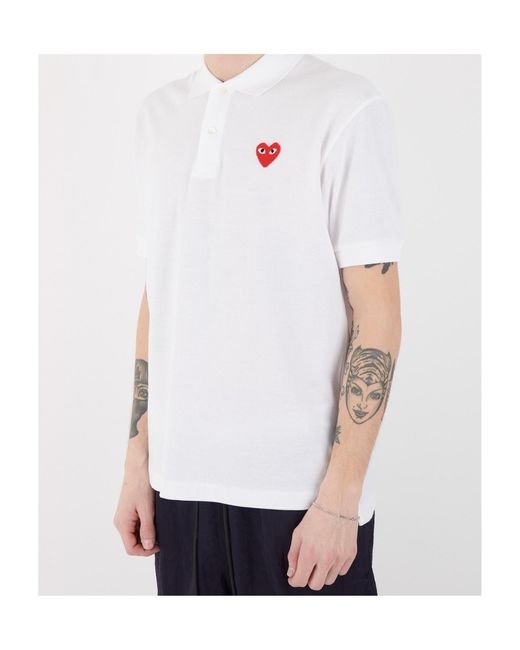 COMME DES GARÇONS PLAY White Short Sleeve Polo Shirt for men