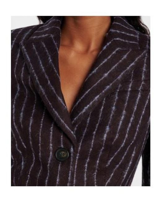Erdem Blue Pinstripe Wool And Mohair Blazer