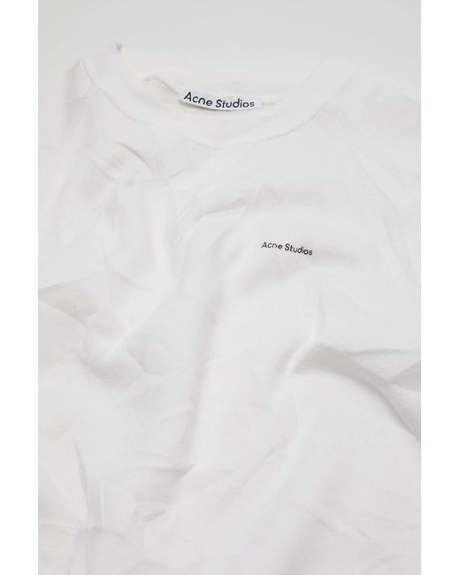 Acne White Crinkled Fleece T-Shirt for men