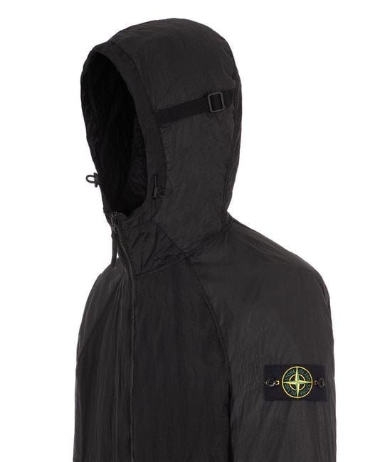 Stone Island Black Zip Up Hooded Jacket for men
