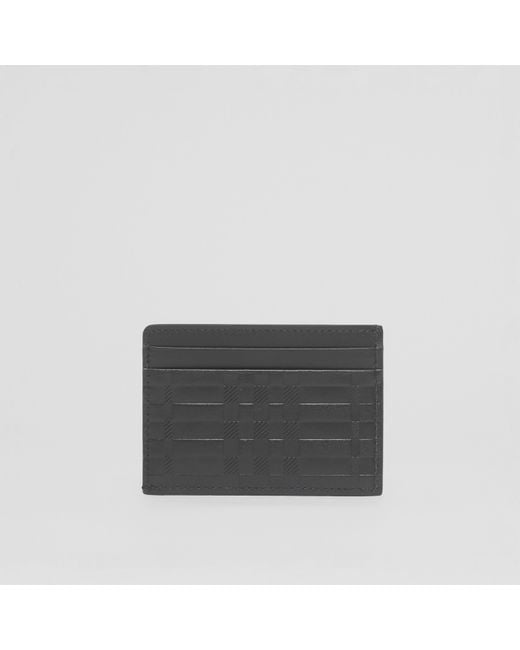 Burberry Gray Embossed-Check Card Holder for men