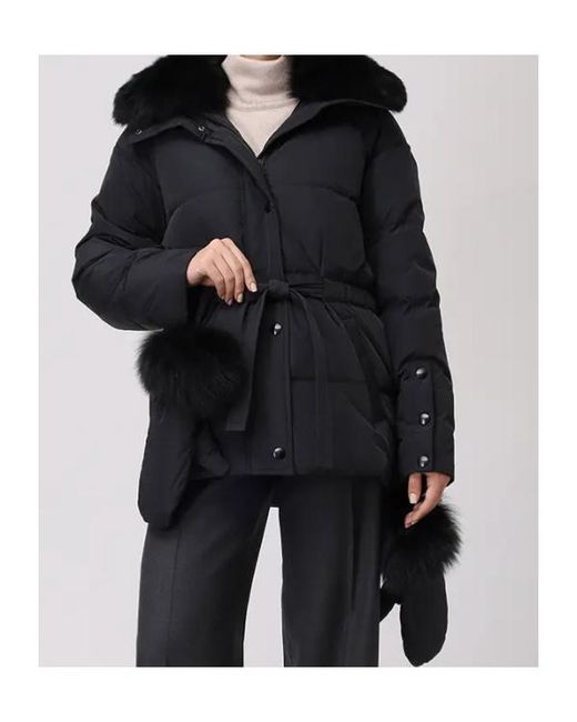 Yves Salomon Black Quilted Down Jacket