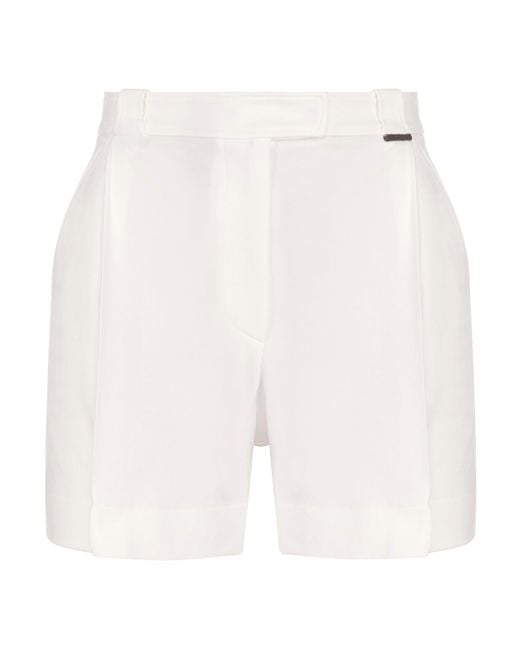Brunello Cucinelli White Monili-Detailed High-Waisted Shorts