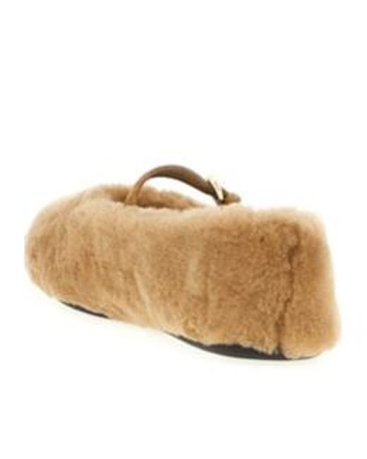 Prada Brown Round-Toe Ballerinas