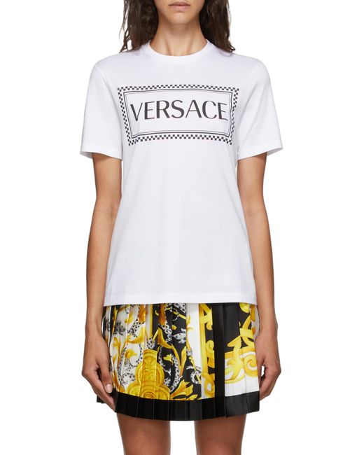 Versace White Logo-Print Crew Neck T-Shirt