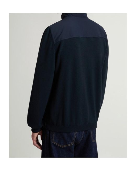 Woolrich Blue Two Layers Hybrid Flap-Pocket Jacket for men