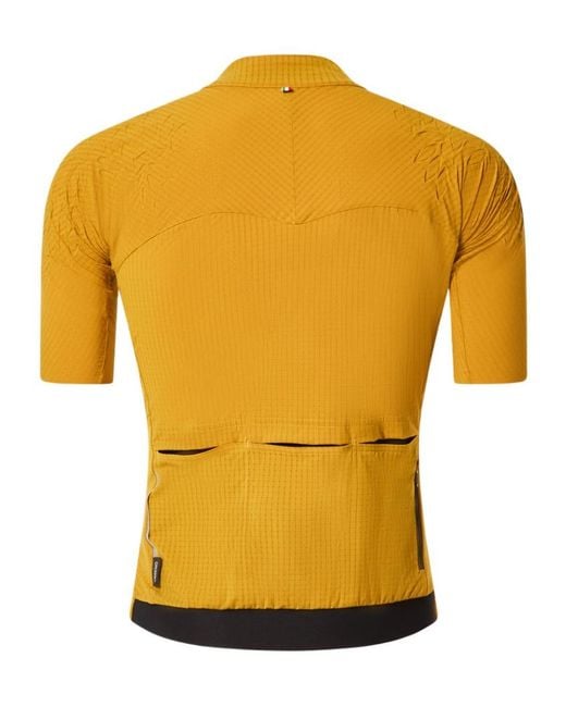 Oakley Yellow Gridskin Pinstripe Ss Textured Zip Jersey for men