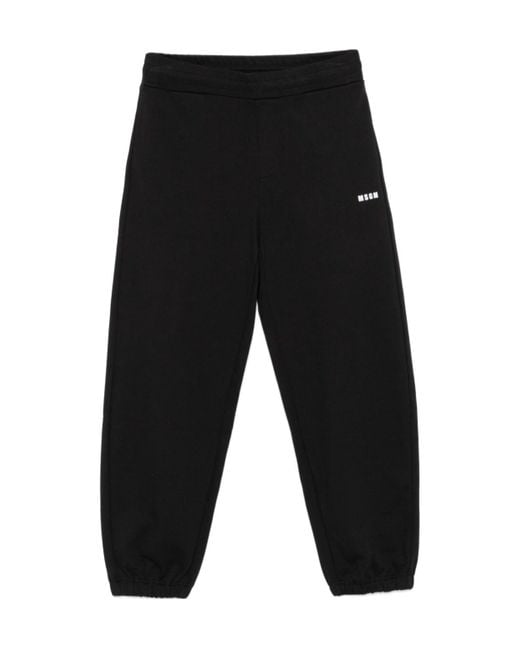 MSGM Black Solid Colour Cotton Track Pants for men