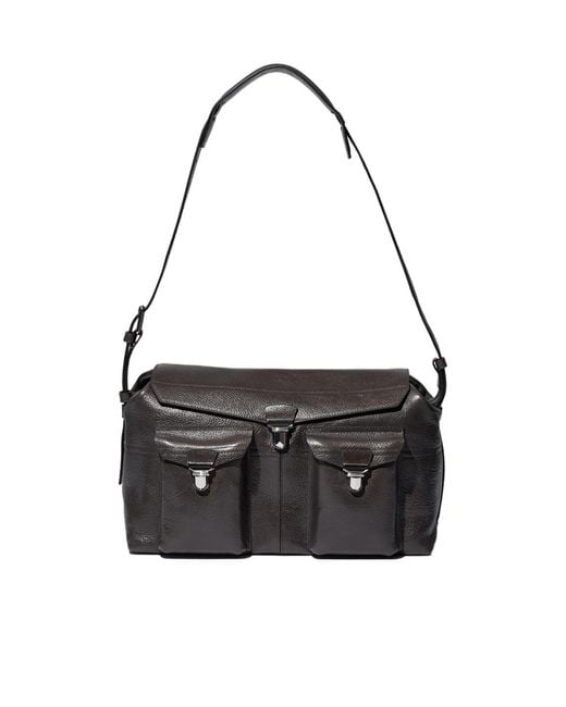 Lemaire Black Week-End Gear Leather Shoulder Bag