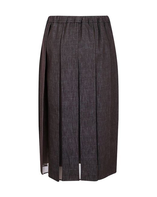 Brunello Cucinelli Gray Pleated Midi Skirt