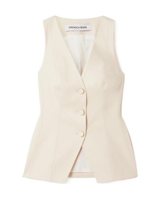 Veronica Beard Natural V-Neck Vest