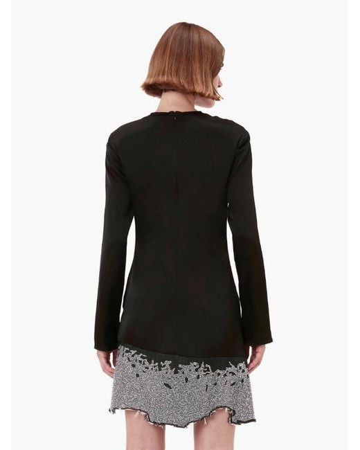 J.W. Anderson Black Jw Anderson Distressed Glitter Hem Dress